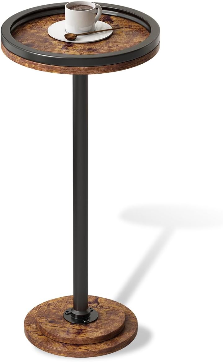 LINGMI Small Side Table, Round Martini Drink Table for Small Spaces, Modern A...