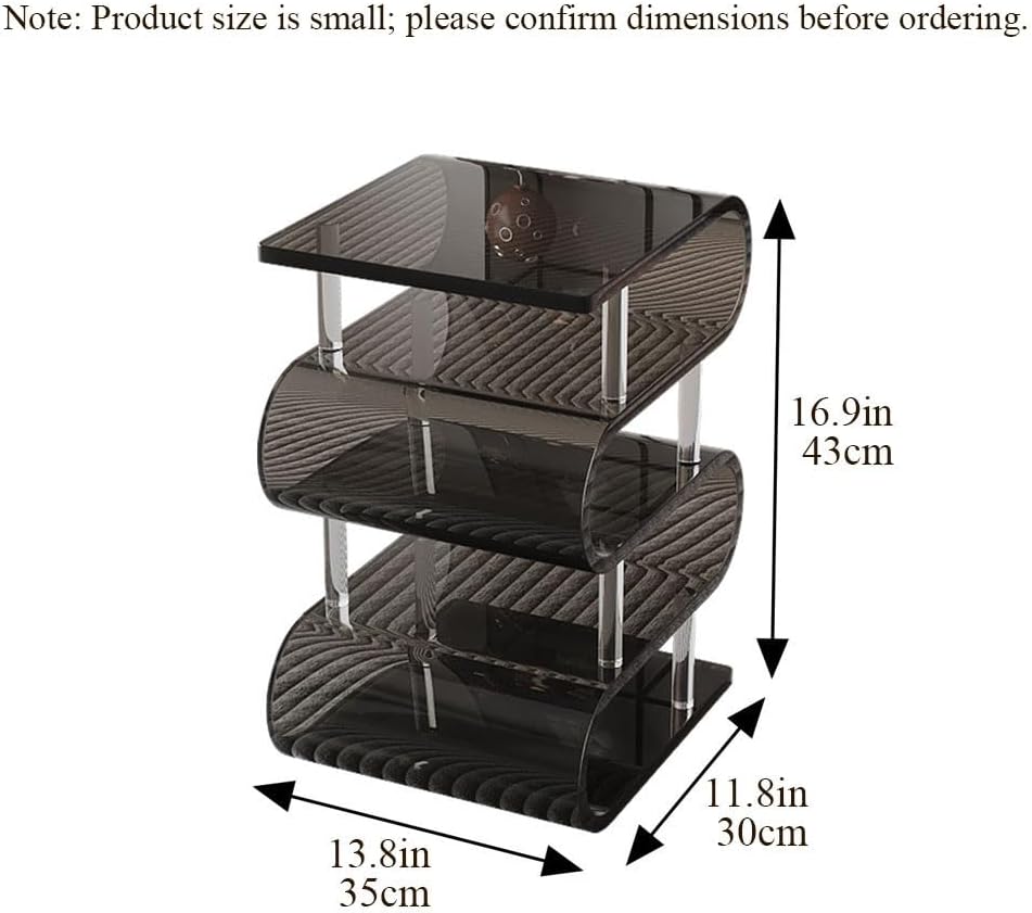 S Shaped Acrylic Side Table, End Table for Living Room, Small Modern Bedside ...