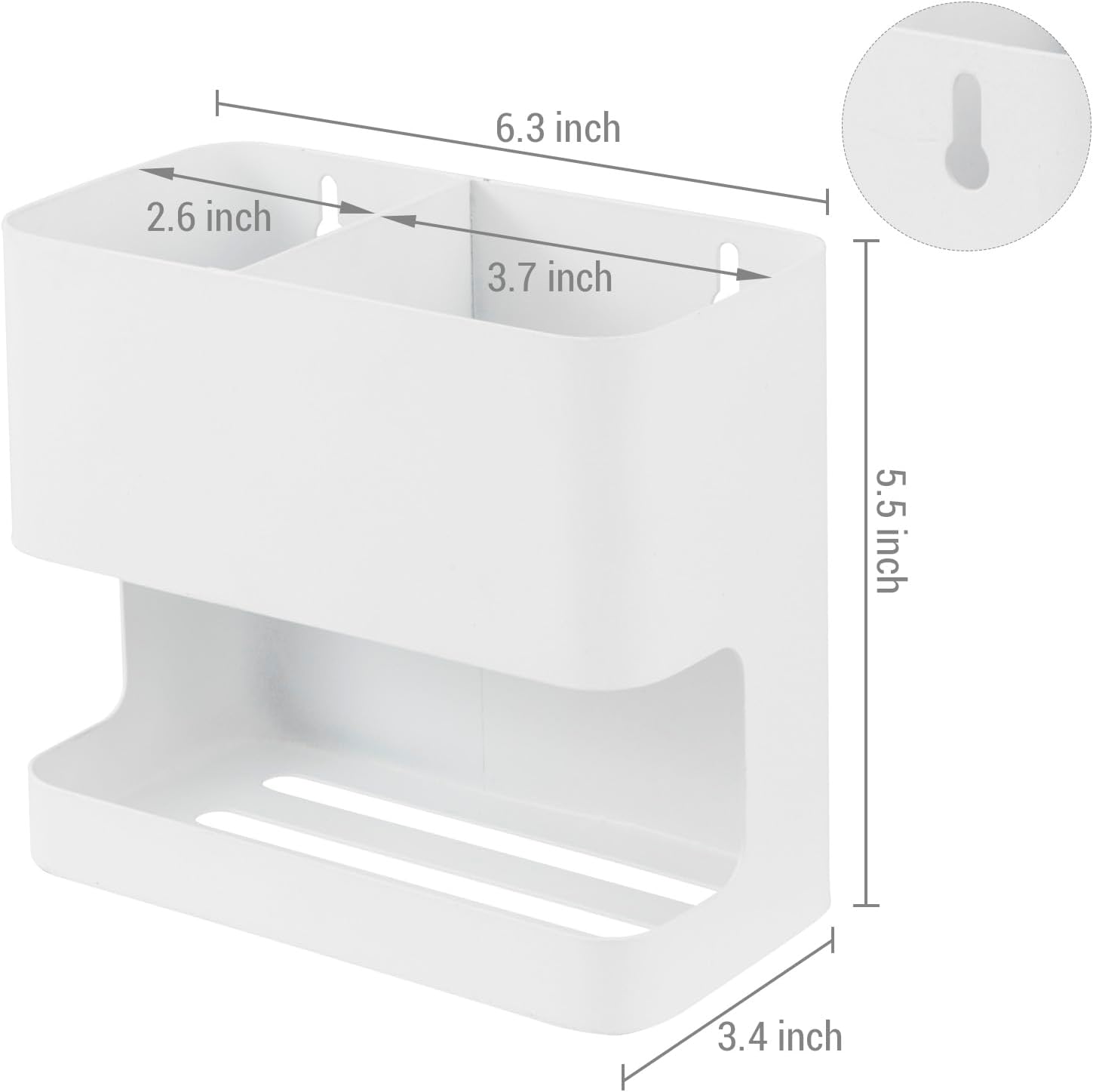 MyGift White Metal Wall Mount Hair Tools Holder with 2 Slots, Salon Hair Styling Accessories Organizer Rack, Blow Dryer, Straightener and Curling Iron Holder