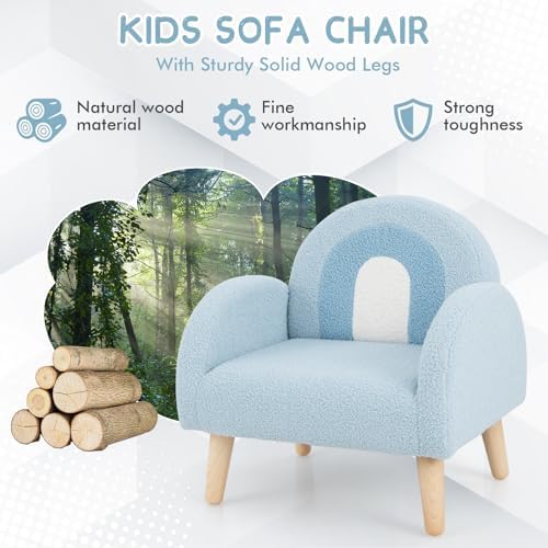 INFANS Kids Sofa, Toddler Armchair with Solid Wooden Frame Anti-Tipping Design Plush Fabric, Upholstered Children Chair for Kindergarten Playroom Preschool, Gift for Boys Girls, Toddler Couch