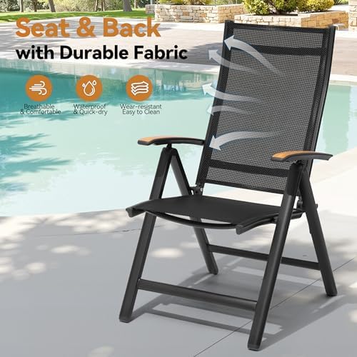 Pellebant 9 Piece Outdoor Dining Set for 8, Aluminum Table & Foldable Chair
