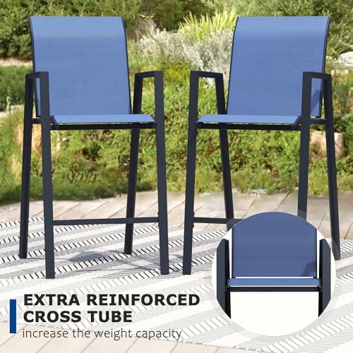 Outdoor Bar Stools Set of 2, 44'' Patio Bar Chairs with Textile High ...