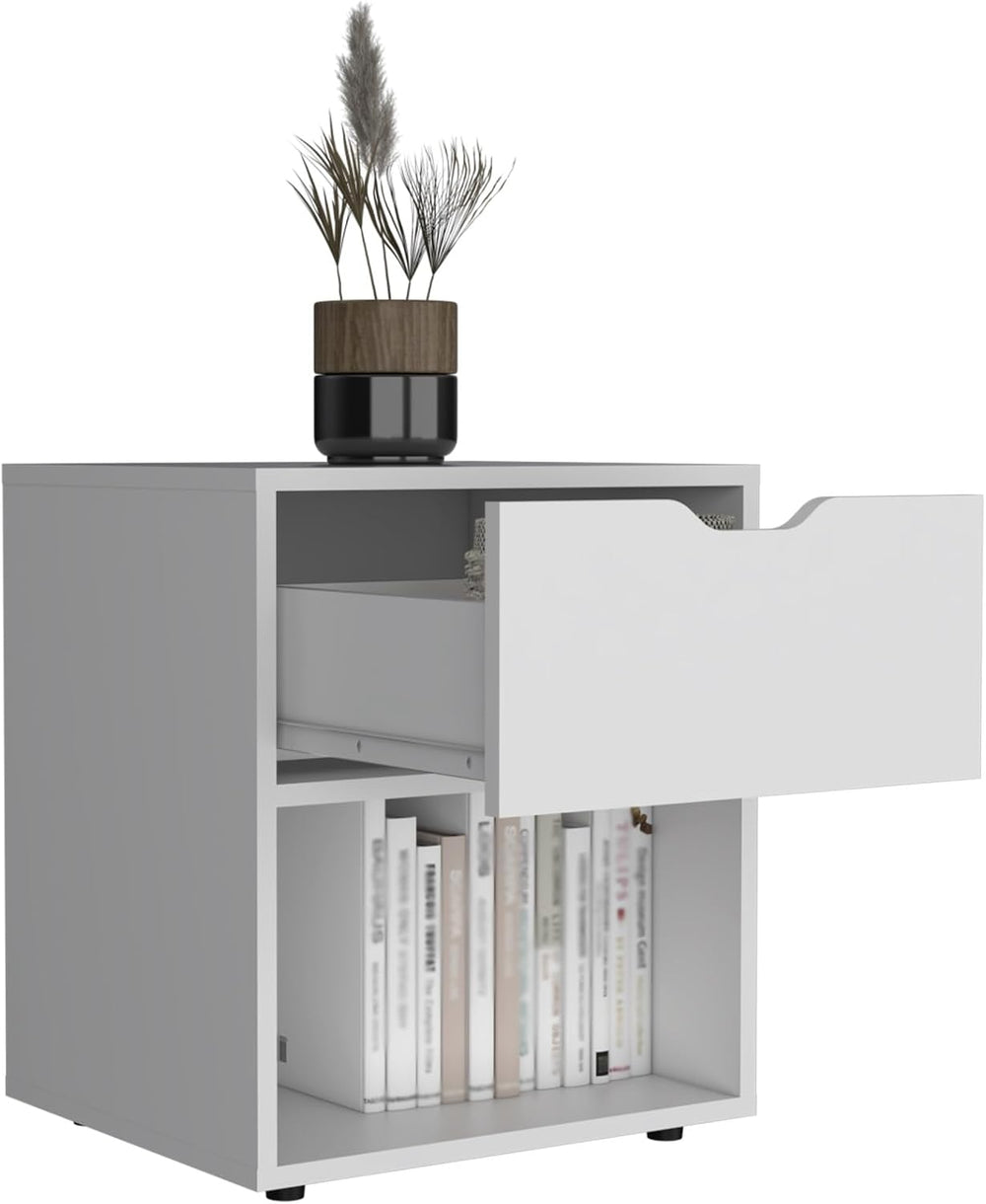 19.7-Inch High Nightstand End Table with Open Shelf ﻿,for Small Spaces
