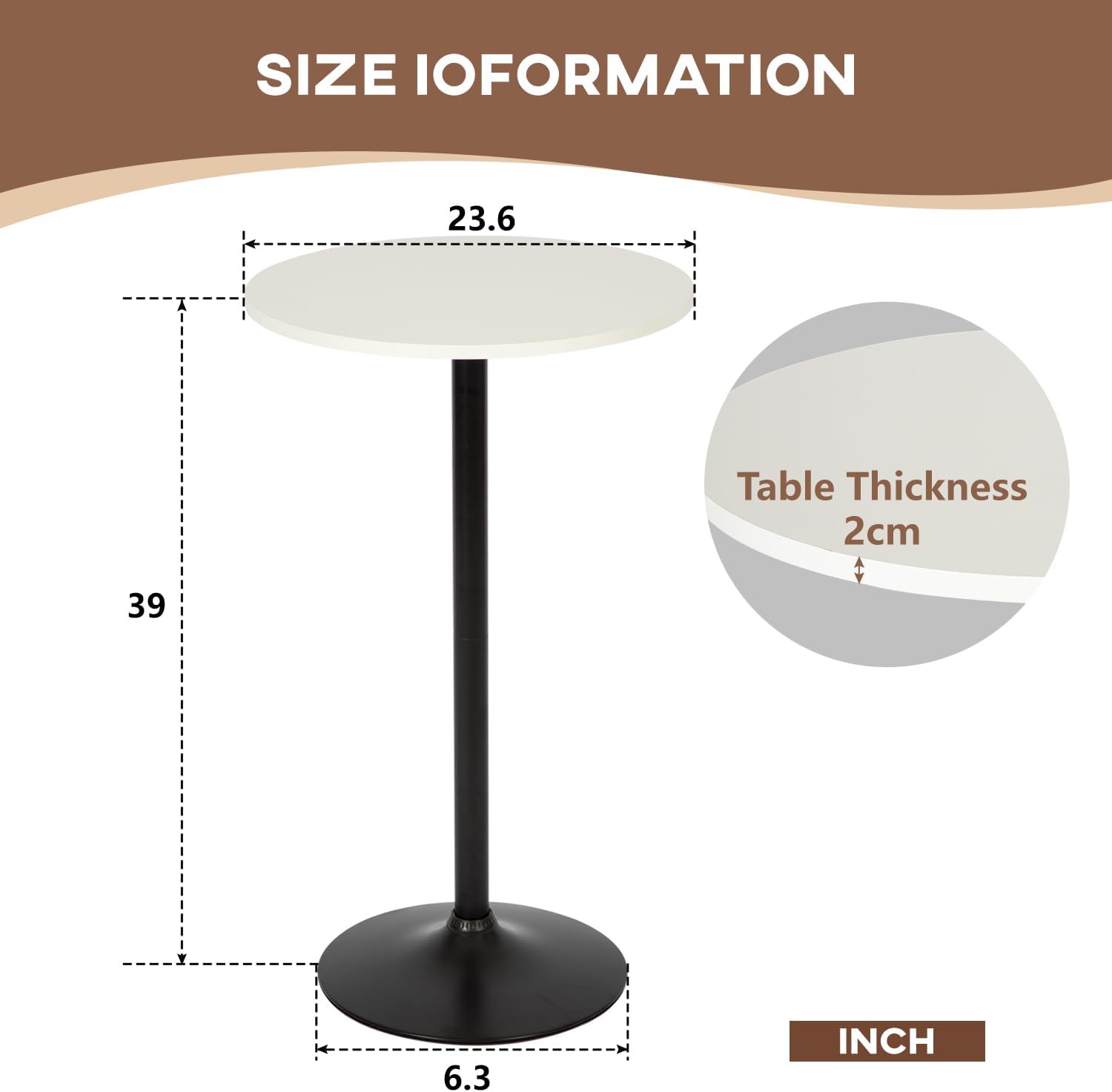 PayLessHere Bistro Bar Table 40 Inch Round Table Height Top Pub Table Cocktail for Home, Kitchen and Dining Room