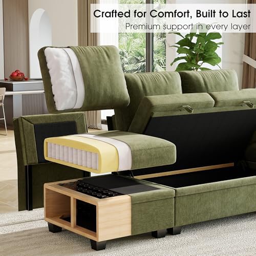 107.8" Modular Sectional Sleeper Sofa with Pull Out Bed, U Shaped 7 Seat...