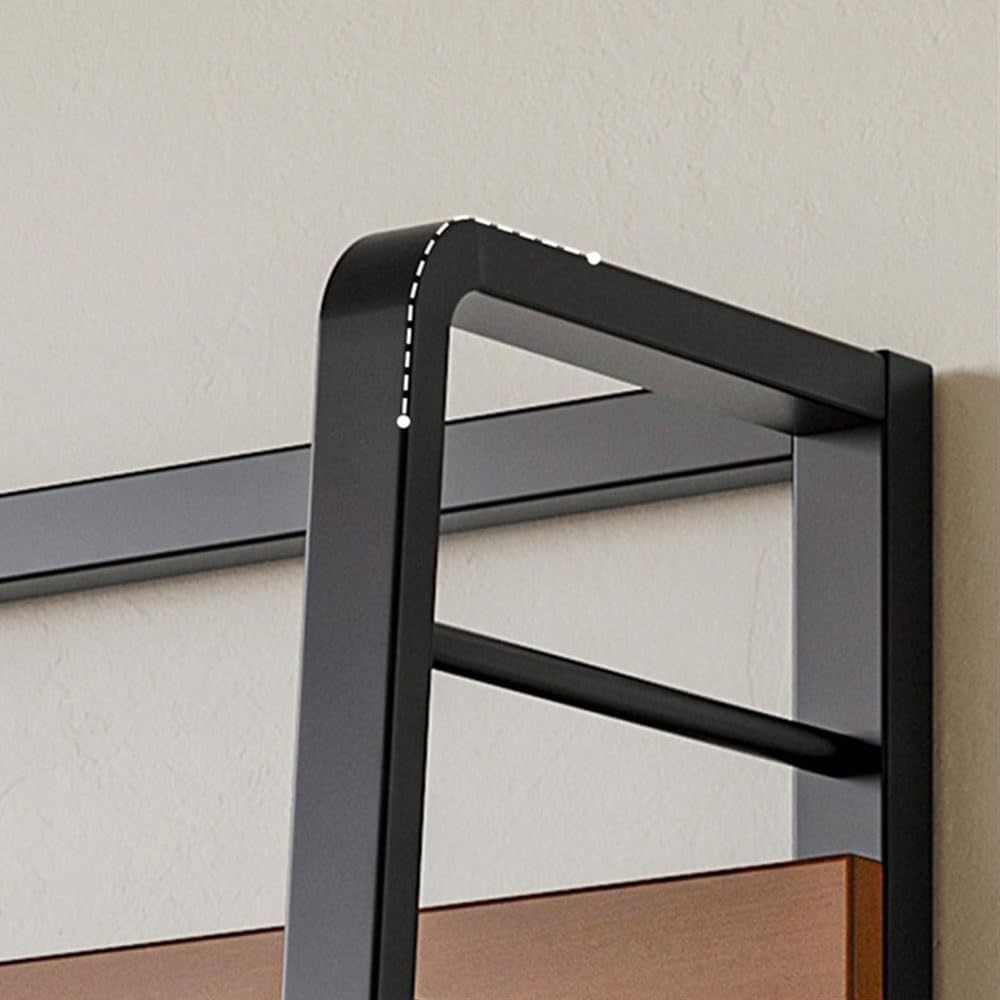 5-Tier Ladder Shelf - Tall Freestanding Wood & Metal Bookshelf for Living Room, Bedroom, Balcony - Stylish Storage Solution for Home Decor