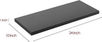 Wall Shelf Set of 3, Black Floating Shelves 24 in W x 10 in D x 1 in H, Wooden Floating Wall Shelf with Invisible Brackets for Living Room/Bedroom/Bathroom/Kitchen Storage and Decor