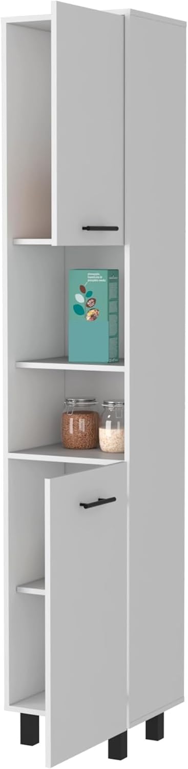 2-Door Pantry Cabinet, with Two 2-Cabinet Spaces and Two Open Shelves,for Kit...