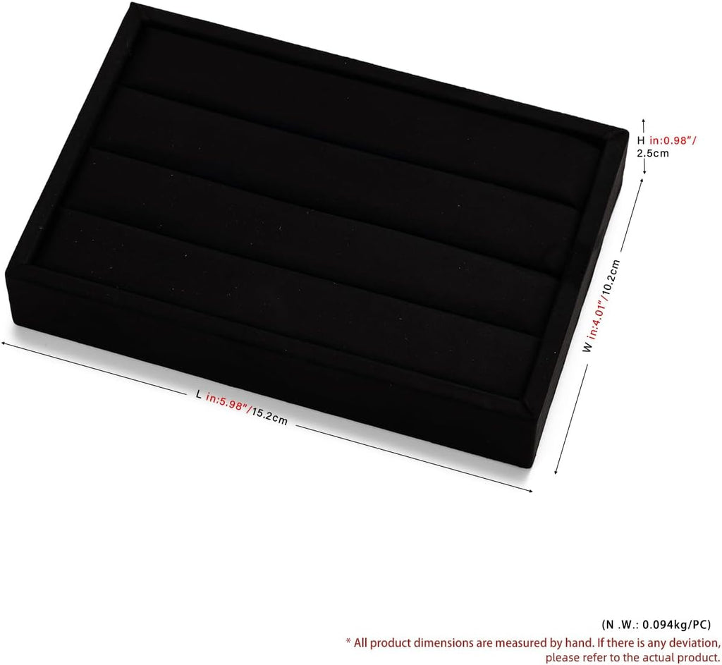 Black Velvet 3-Slots Jewelry Ring Display Tray Showcase Small Jewelry Display Organizer Tray for Rings(M)