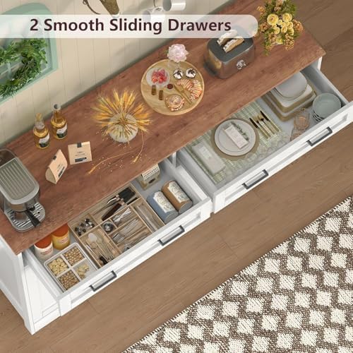 usikey 55" Buffet Cabinet with Storage and Drawers, Large Sideboard Buff...