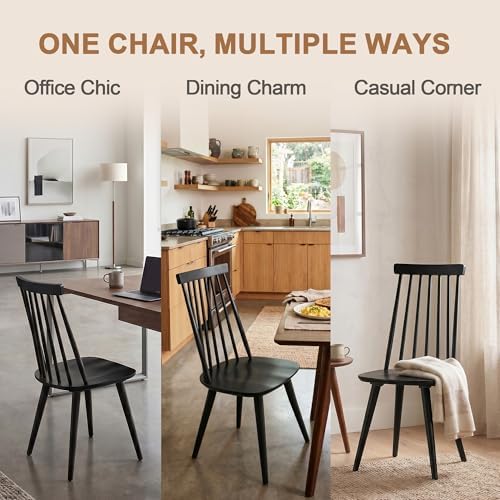 DUHOME Dining Chairs Set of 2 Wood Dining Room Chair Black Spindle Side Kitch...