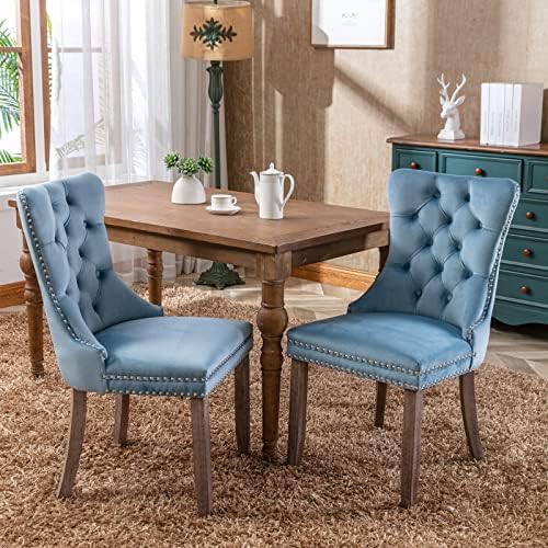 KEIKI Tufted Dining Room Chairs Set of 2, Velvet Kitchen Nailhead Trim Chairs...