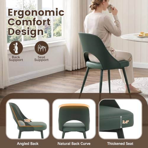 NOBPEINT Dining Chairs Set of 4, PU Leather Kitchen Chairs with Metal Legs