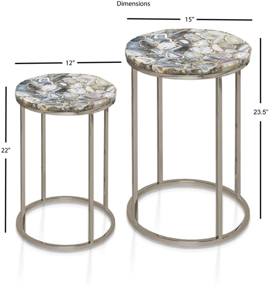 Steve Silver Onyx Nickel Agate Top Nesting Table - Set of 2