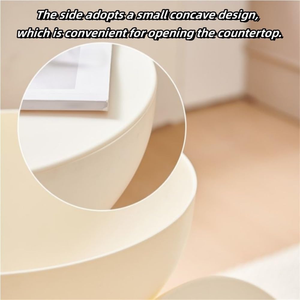 Cute Side Table, Round Sofa End Table with Hidden Storage, Versatile Nightsta...