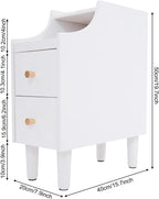 Small Nightstand, Narrow Night Table, Solid Wood Night Stand, Narrow Side Table for Living Room, Small Spaces, Couch，9.8-inch Slit Storage (White)