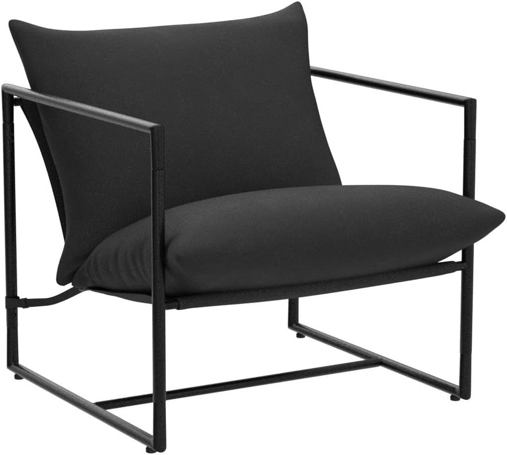 Zinus Aidan Sling Accent Chair, Metal Framed Armchair with Shredded Foam Cush...