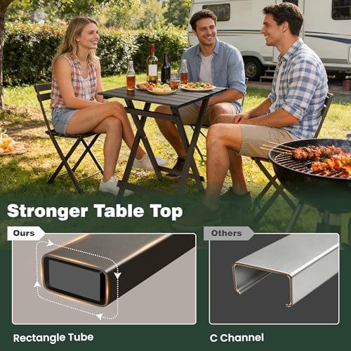 SUNNYFEEL Folding Camping Table - Lightweight Aluminum Portable Picnic Table ...