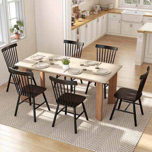 Windsor Dining Chairs Set of 2, Spindle Back Wooden Chairs