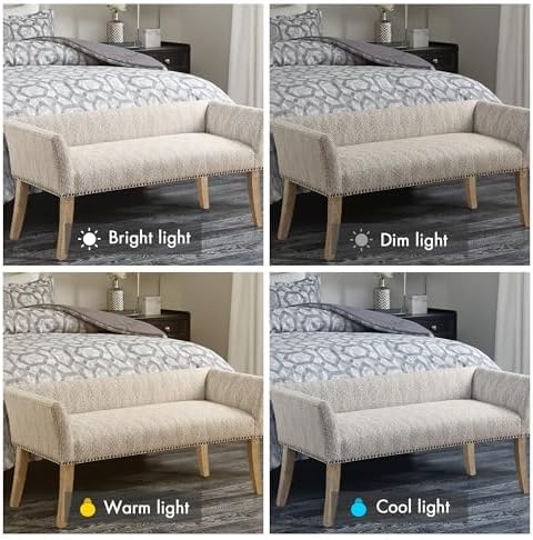 Madison Park Accent Bench for Living Room, Upholstered with Nailhead Trim, & Padded Seat Entryway Bench Small, End of Bed Bench with Back, 49.5" W x 19.25" D x 23" H, Taupe Multi