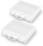 2 Pack Rectangle Plastic Frosted Storage Containers Box(5.2 x 4.02 x 1.3 inch), Polypropylene Box with Hinged Lid for Beads, Coins, Safety Pins and Learning Supplies,Screws,Drills,Battery