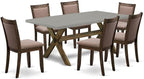 East West Furniture X797MZ748-7 7 Piece Dining Room Furniture Set Consist of a Rectangle Dining Table with X-Legs and 6 Coffee Linen Fabric Upholstered Chairs, 40x72 Inch, Multi-Color
