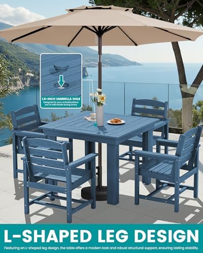 SERWALL HDPE Outdoor Square Dining Set for 4