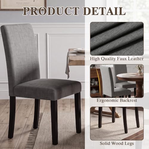 GOTMINSI Modern Gray Linen Parsons Dining Chair, Sturdy Wood Legs, Set of 4