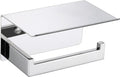 LANC Toilet Paper Holder with Shelf Silver Chrome Toilet Tissue Roll Holder with Wipes Shelf for Washroom Wall Mounted or Self-Adhesive Toilet Paper Roll Holder Stainless Steel, A8367CP