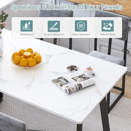 HUGROVE Dining Table Set for 4 with Velvet Upholstered Chairs Charcoal
