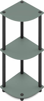 Furinno Turn-N-Tube Corner Shelf, 3-Tier Corner Bookshelf, Display Storage Shelves with Open Shelves, for Organization and Storage, Living Room, Home Office, Garage, Sage Green