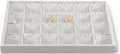 Velvet Necklace Display Tray, Stackable 24 Grid Insert Pendant Necklaces Storage Holder Plate, Jewelry Retail Countertop Organizer (White)