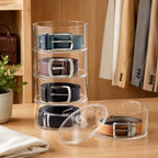 ZENFUN 5 Layers Acrylic Belt Organizer, Stackable Belt Storage Box Clear Display Case Vanity Organizer for Watch, Hair Accessories, Jewelry, Closet and Drawer, 2.6" H x 5.5" Dia