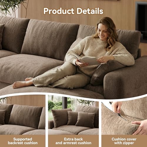 WorthFurni 110” Cloud Sectional Couches for Living Room, Modular Sectional So...