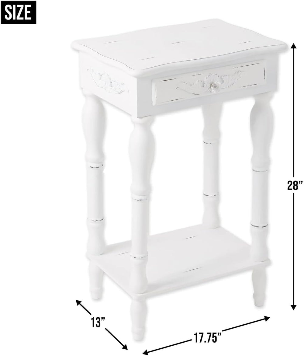 Accent Plus 34353 Carved White Side Table, Multicolor