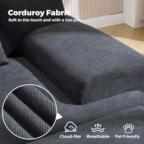86" Loveseat Modular Sectional Sofa, Oversized 2-Seater Full Foam Cloud ...