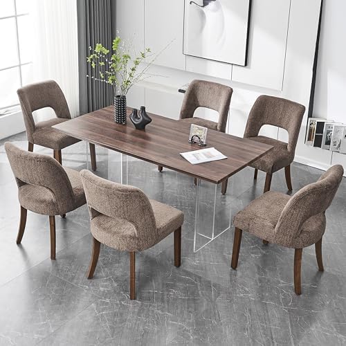 VKNOW Dining Chairs Set of 2, Fabric Dining Chairs, Brown