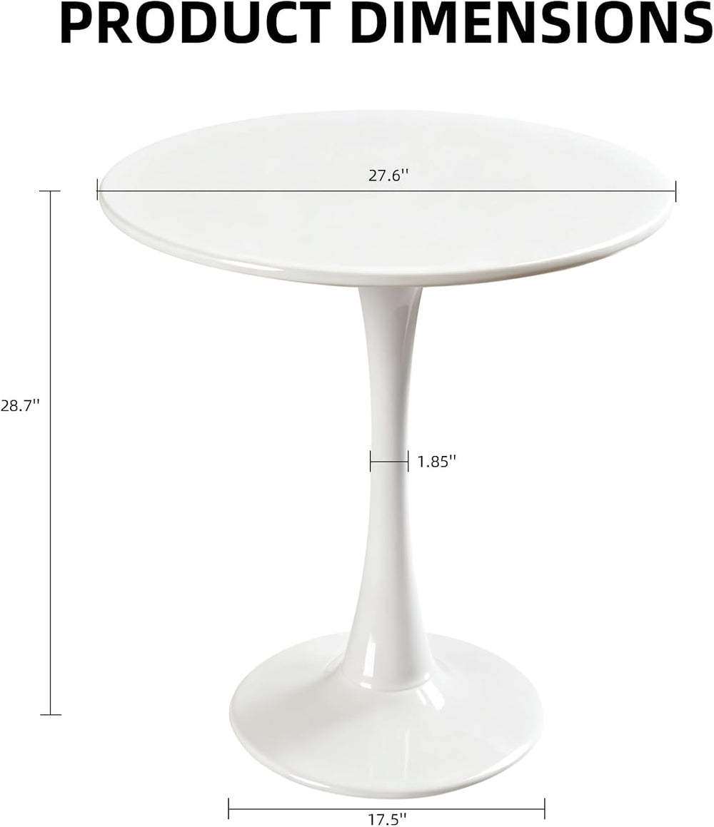 Round Dining Table, 27.6" Circle Tulip Table with Thickened Tabletop &am...