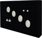 Velvet Rings Display Tray 7 Slots Ring Stud Earrings Organizer Holder Jewelry Storage Tray for Women(Black)