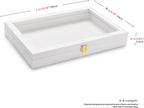 Oirlv White Jewelry Organizer Tray with Acrylic Lid Premium Leather Jewelry Box with Transparent Lid Drawer Insert Big Necklace Display Case(Flat Tray)