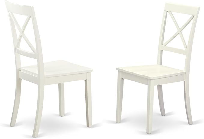 East West Furniture LGBO7-LWH-W 7 Piece Kitchen Table Set Consist of a Rectangle Dining Table with Butterfly Leaf and 6 Dining Room Chairs, 42x84 Inch, Linen White