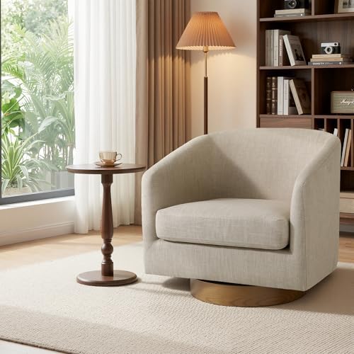 Swivel Barrel Accent Chairs Set of 2, Fabric Upholstered Armchair for Living ...