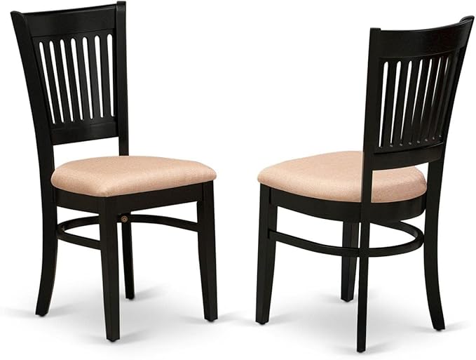 East West Furniture VAC-BLK-C Vancouver Dining Chairs - Linen Fabric Upholstered Wood Chairs, Set of 2, Black