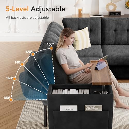 Vipbear 7 Seat Modular Sectional Sleeper Sofa with Pull Out Bed, L-Shaped Cou...