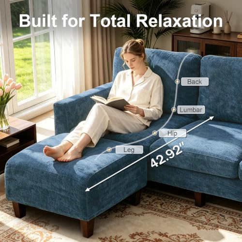 L Shaped Sectional Couch for Living Room, Modular Small Sofa with Ottoman | 9...