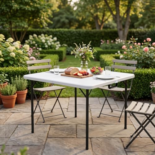 36" Square Folding Card Table - Plastic Portable Folding Table with Carr...