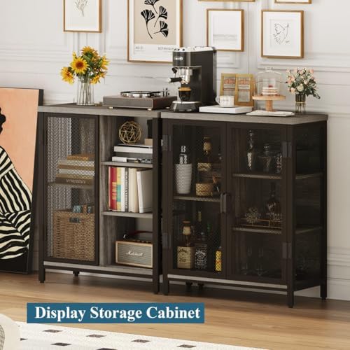 BON AUGURE Liquor Cabinet Bar for Home, Small Coffee Storage Station, Gray