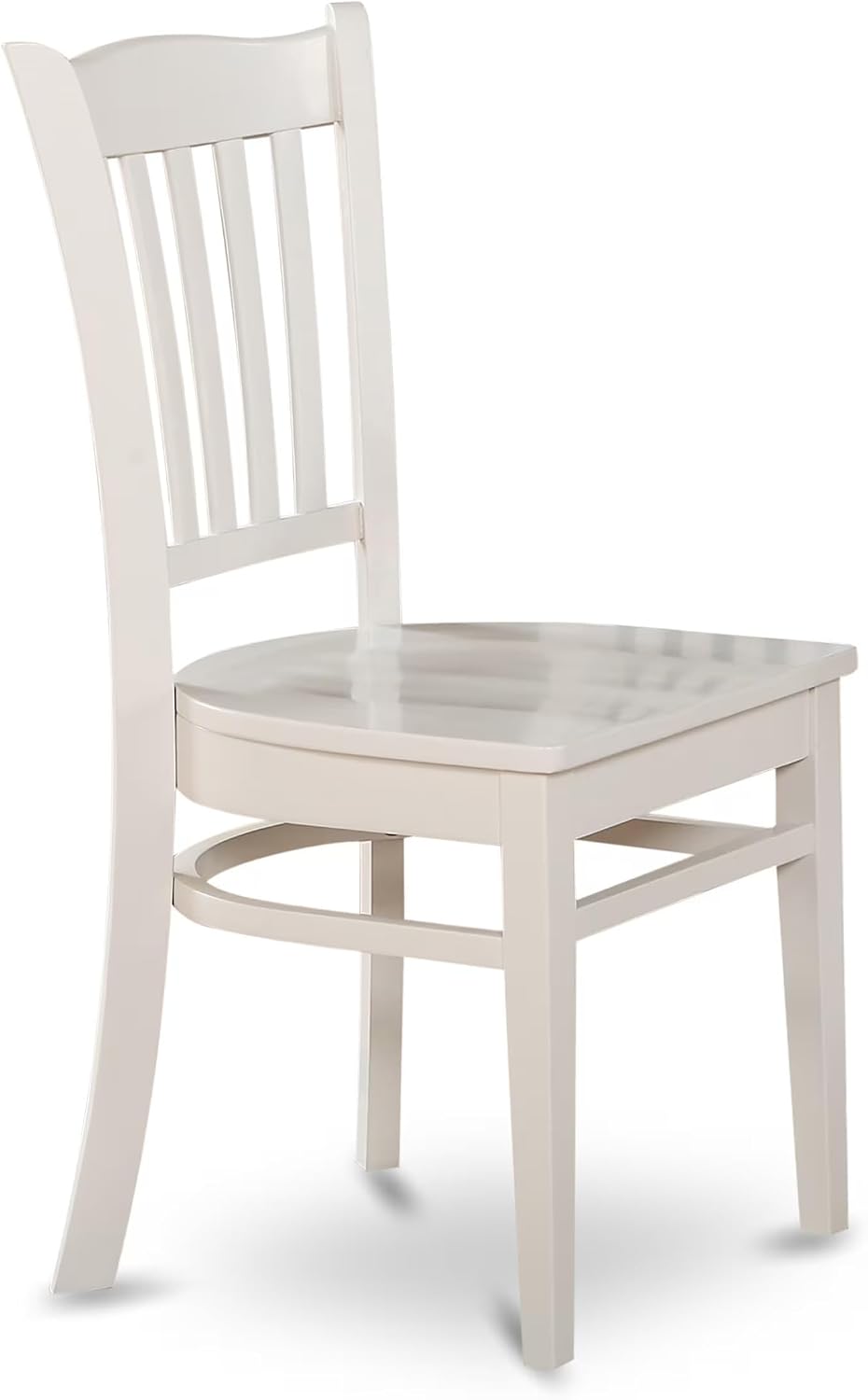 East West Furniture GRC-WHI-W Groton Dining Chairs - Slat Back Wooden Seat Ch...