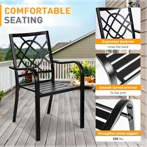 SUNCROWN 5-Piece Outdoor Wrought Iron Chairs and Table Patio Dining Furniture...