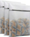 Honeycomb Mesh Laundry Bags for Delicates, 3 Pack 12 x 16 Inch Medium Wash Bags with Zipper for Lingerie, Socks, and Clothing Care